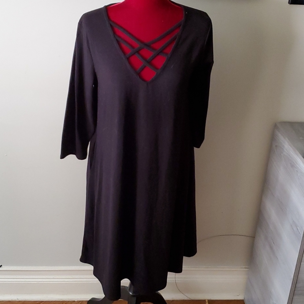Simple black maternity dress